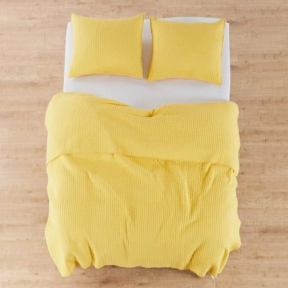 Vibrant Cross Stitch 100% Cotton Quilt Set - Yellow - Quahog Bay Bedding