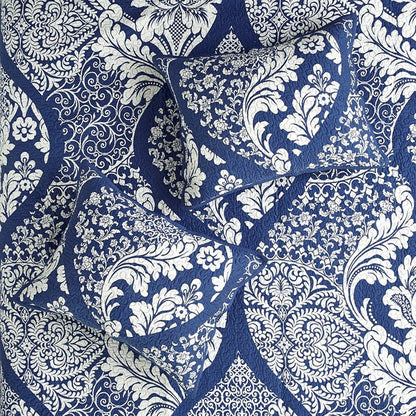 Vienna 6 Piece Printed Cotton Quilt Set with Throw Pillows - Indigo - Quahog Bay Bedding