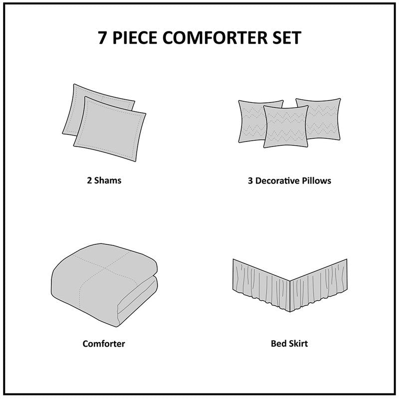Vienna 7 Piece Cotton Printed Comforter Set - Indigo - Quahog Bay Bedding