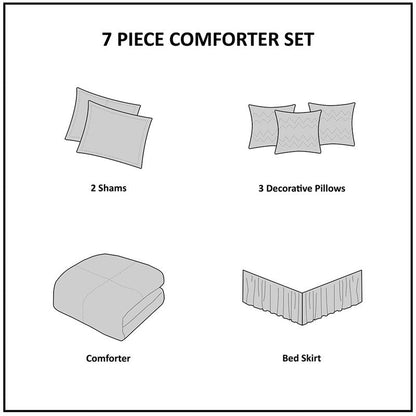 Vienna 7 Piece Cotton Printed Comforter Set - Indigo - Quahog Bay Bedding