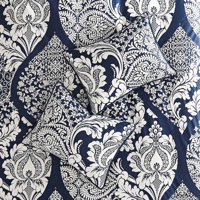 Vienna 7 Piece Cotton Printed Comforter Set - Indigo - Quahog Bay Bedding