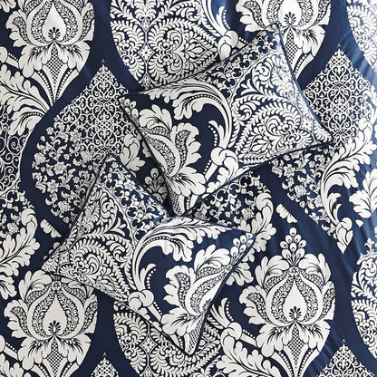 Vienna 7 Piece Cotton Printed Comforter Set - Indigo - Quahog Bay Bedding