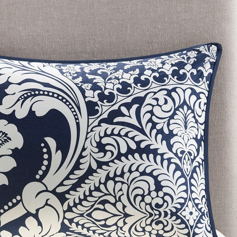 Vienna 7 Piece Cotton Printed Comforter Set - Indigo - Quahog Bay Bedding