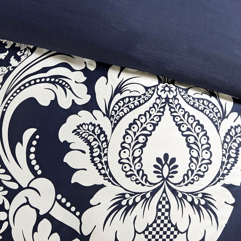 Vienna 7 Piece Cotton Printed Comforter Set - Indigo - Quahog Bay Bedding