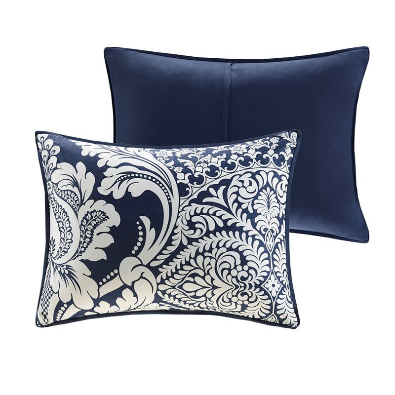 Vienna 7 Piece Cotton Printed Comforter Set - Indigo - Quahog Bay Bedding