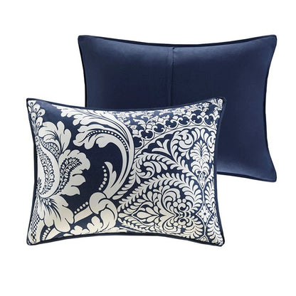 Vienna 7 Piece Cotton Printed Comforter Set - Indigo - Quahog Bay Bedding