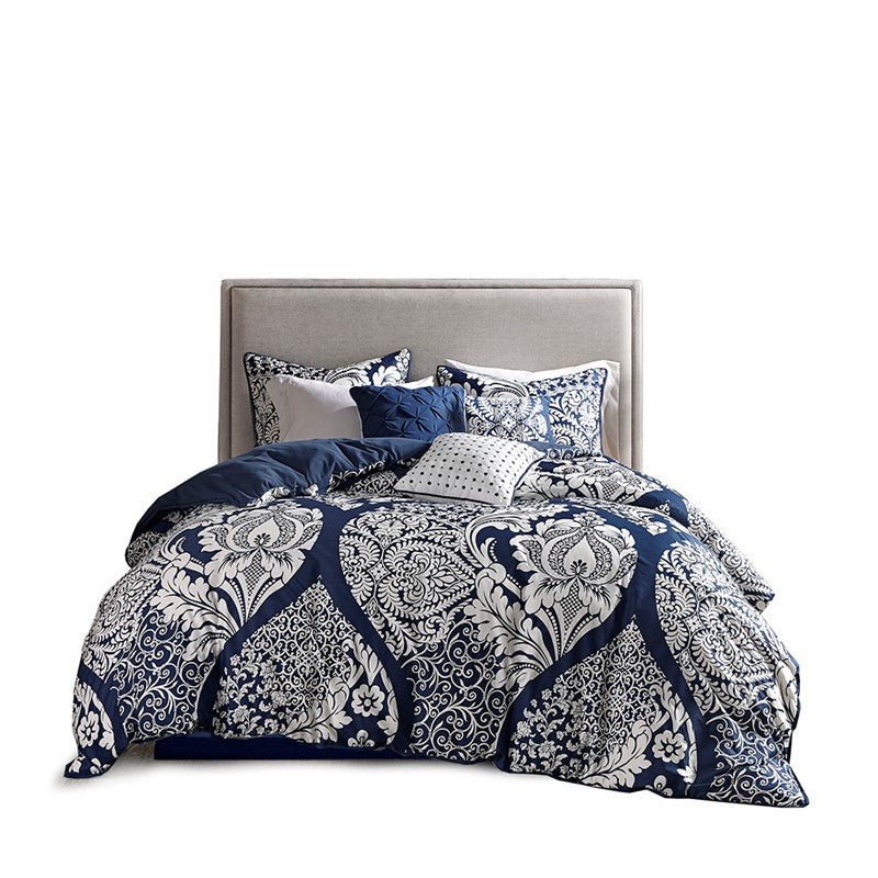 Vienna 7 Piece Cotton Printed Comforter Set - Indigo - Quahog Bay Bedding