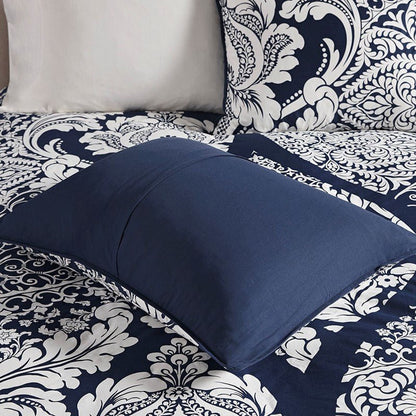 Vienna 7 Piece Cotton Printed Comforter Set - Indigo - Quahog Bay Bedding