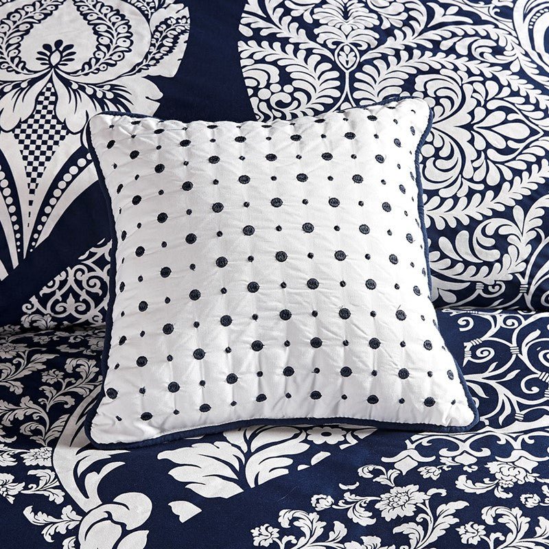Vienna 7 Piece Cotton Printed Comforter Set - Indigo - Quahog Bay Bedding