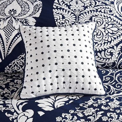Vienna 7 Piece Cotton Printed Comforter Set - Indigo - Quahog Bay Bedding