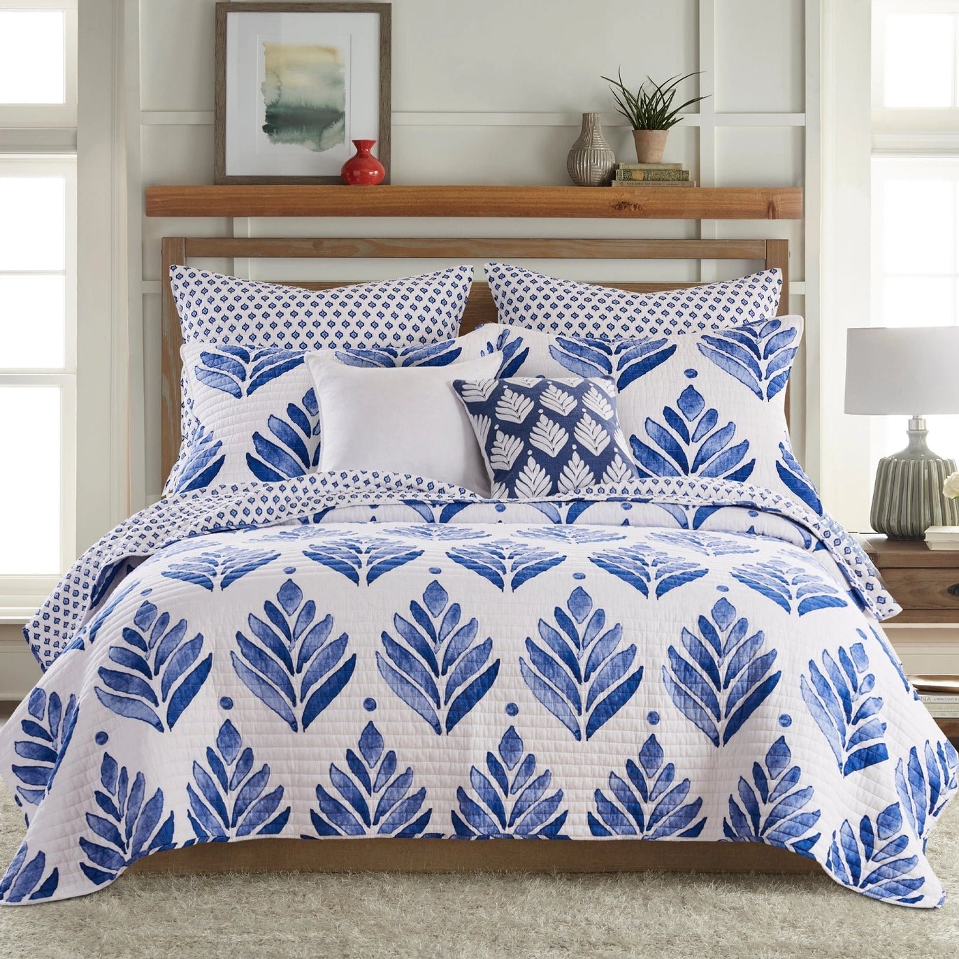 Vintage Blossom Quilt Set - Beautiful Bamboo Fans Quilt Set - Quahog Bay Bedding