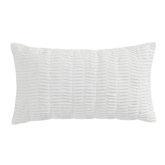Waffle Plaid White Pleated Pillow - Quahog Bay Bedding
