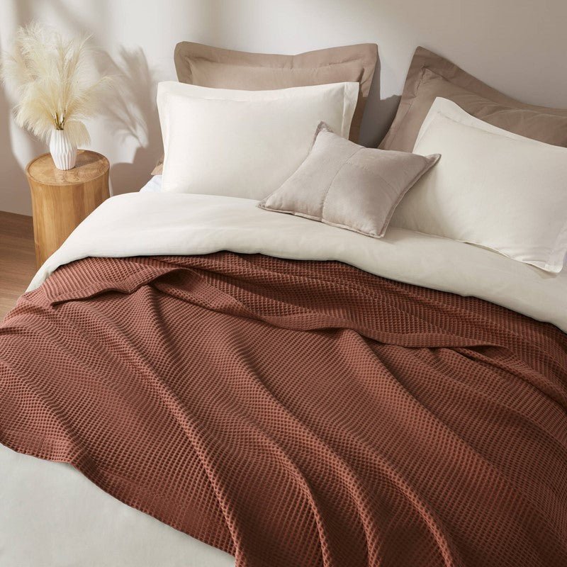 Waffle Weave Blanket | 100% Cotton | Ultra Soft & Lightweight - Quahog Bay Bedding