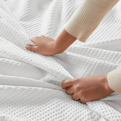 Waffle Weave Blanket | 100% Cotton | Ultra Soft & Lightweight - Quahog Bay Bedding