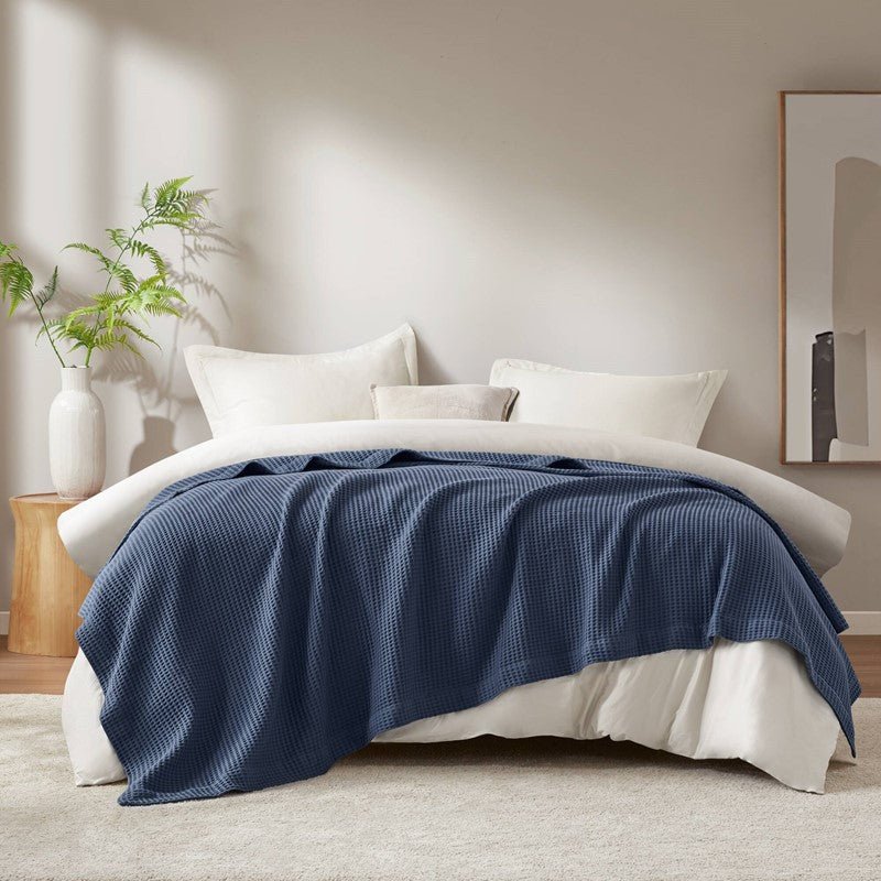Waffle Weave Blanket | 100% Cotton | Ultra Soft & Lightweight - Quahog Bay Bedding