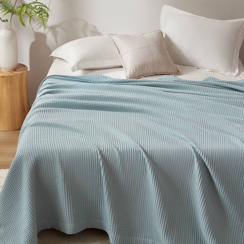 Waffle Weave Blanket | 100% Cotton | Ultra Soft & Lightweight - Quahog Bay Bedding