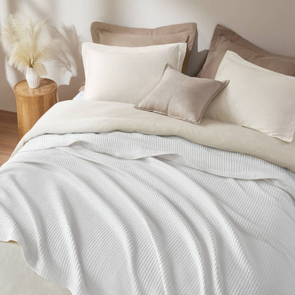 Waffle Weave Blanket | 100% Cotton | Ultra Soft & Lightweight - Quahog Bay Bedding