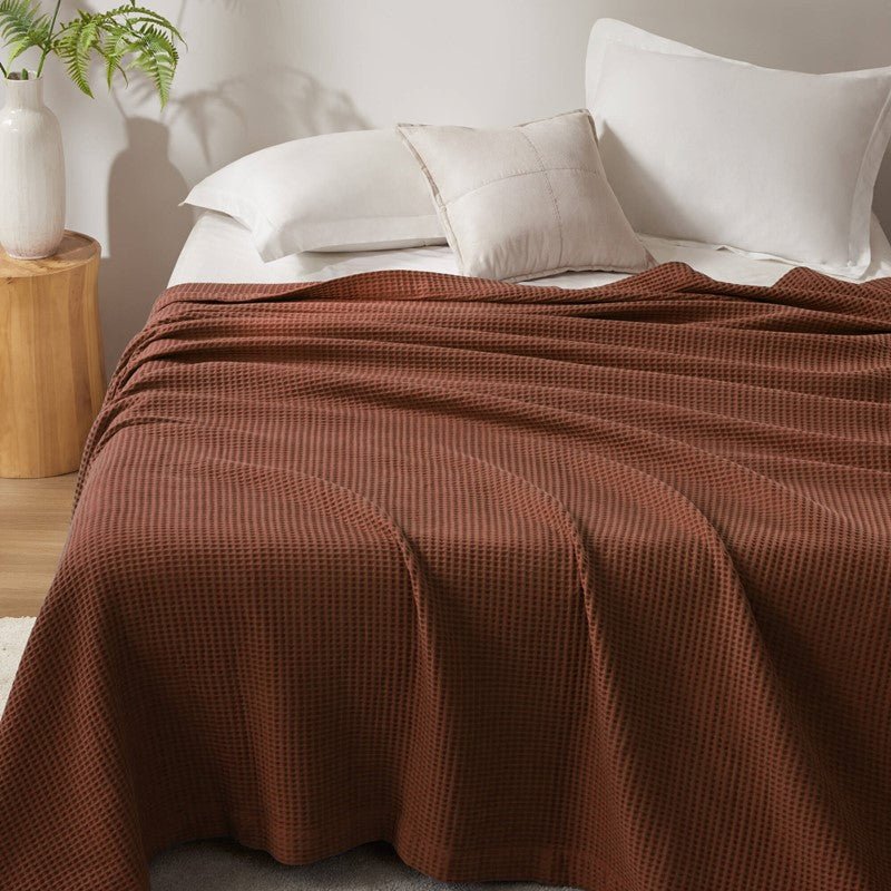 Waffle Weave Blanket | 100% Cotton | Ultra Soft & Lightweight - Quahog Bay Bedding