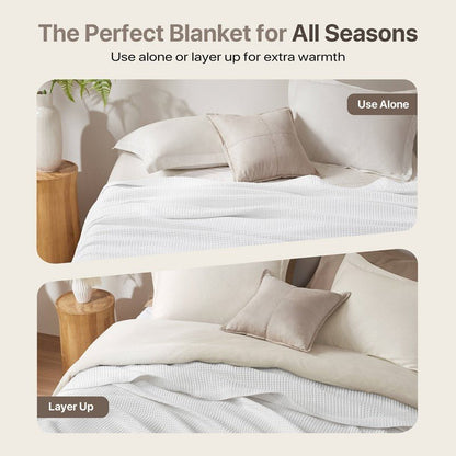 Waffle Weave Blanket | 100% Cotton | Ultra Soft & Lightweight - Quahog Bay Bedding