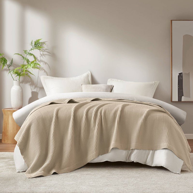 Waffle Weave Blanket | 100% Cotton | Ultra Soft & Lightweight - Quahog Bay Bedding