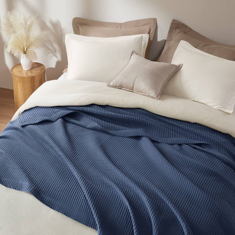 Waffle Weave Blanket | 100% Cotton | Ultra Soft & Lightweight - Quahog Bay Bedding