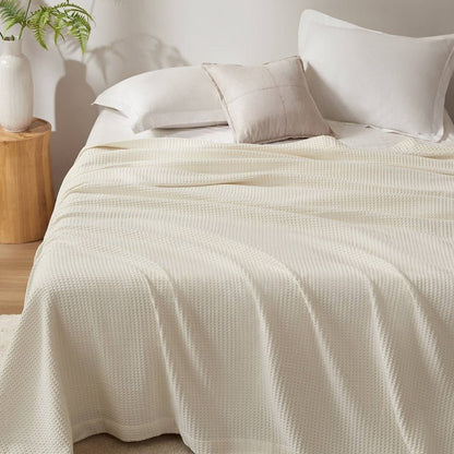 Waffle Weave Blanket | 100% Cotton | Ultra Soft & Lightweight - Quahog Bay Bedding
