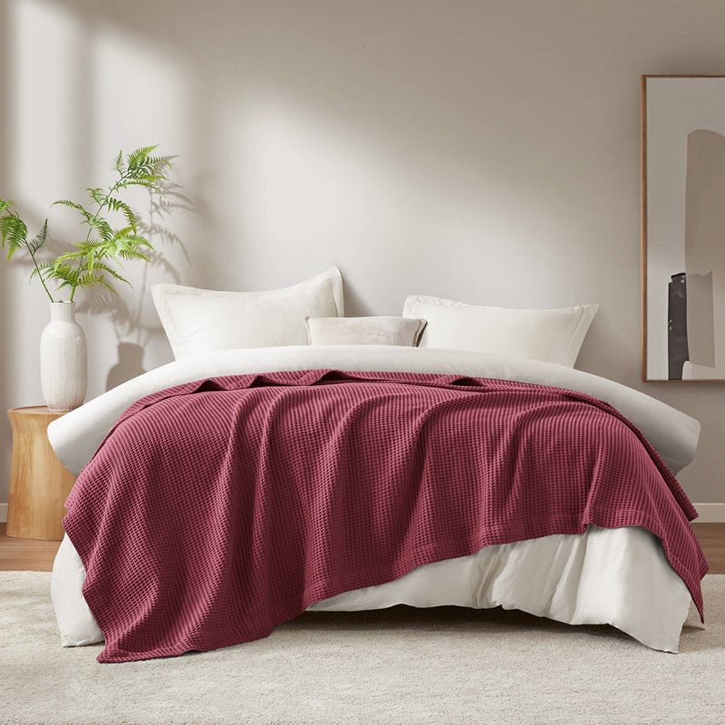 Waffle Weave Blanket | 100% Cotton | Ultra Soft & Lightweight - Quahog Bay Bedding