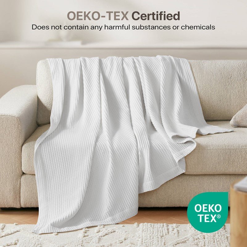 Waffle Weave Blanket | 100% Cotton | Ultra Soft & Lightweight - Quahog Bay Bedding