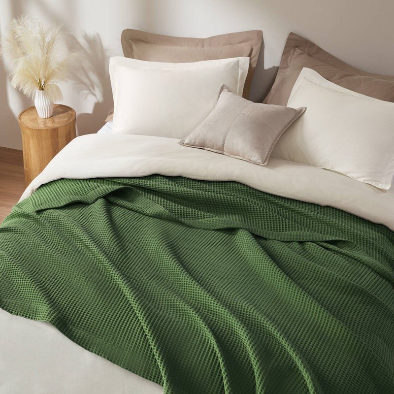 Waffle Weave Blanket | 100% Cotton | Ultra Soft & Lightweight - Quahog Bay Bedding