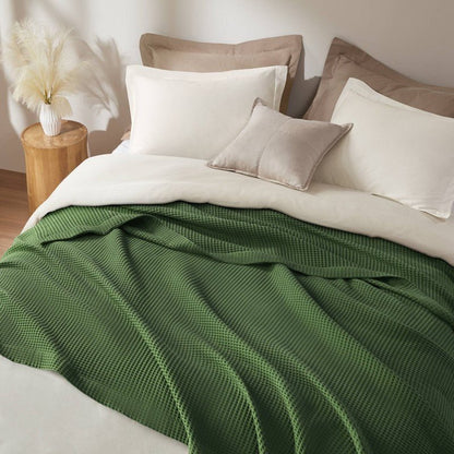 Waffle Weave Blanket | 100% Cotton | Ultra Soft & Lightweight - Quahog Bay Bedding