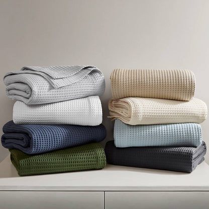 Waffle Weave Blanket | 100% Cotton | Ultra Soft & Lightweight - Quahog Bay Bedding