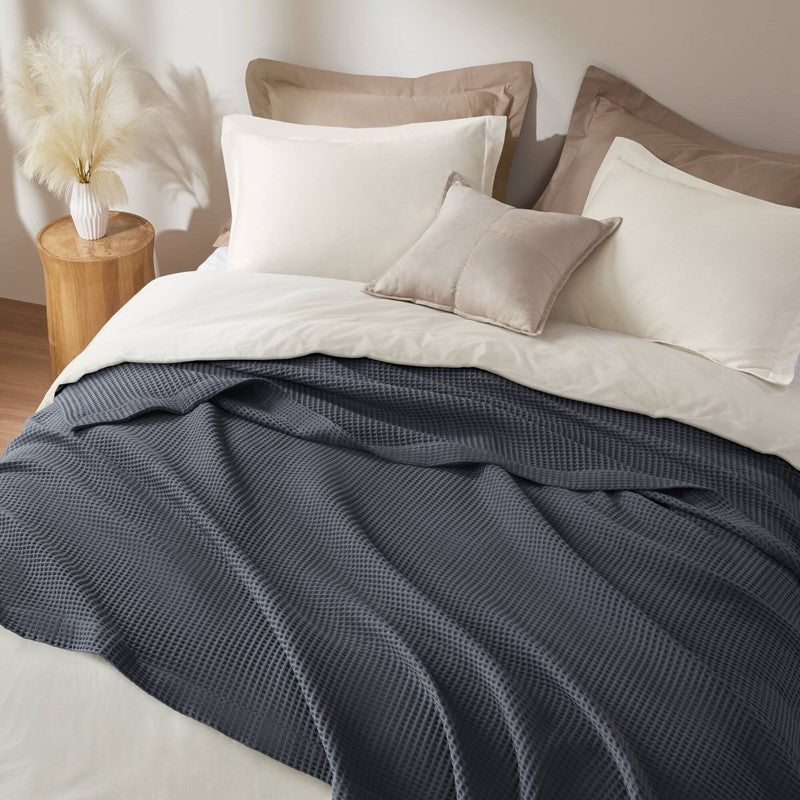 Waffle Weave Blanket | 100% Cotton | Ultra Soft & Lightweight - Quahog Bay Bedding