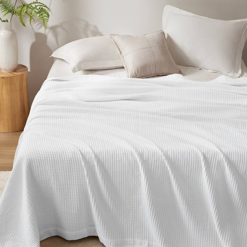Waffle Weave Blanket | 100% Cotton | Ultra Soft & Lightweight - Quahog Bay Bedding