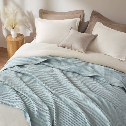 Waffle Weave Blanket | 100% Cotton | Ultra Soft & Lightweight - Quahog Bay Bedding