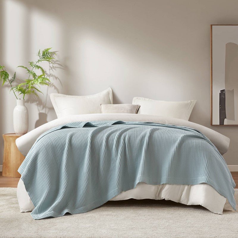 Waffle Weave Blanket | 100% Cotton | Ultra Soft & Lightweight - Quahog Bay Bedding
