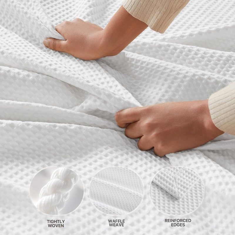 Waffle Weave Blanket | 100% Cotton | Ultra Soft & Lightweight - Quahog Bay Bedding