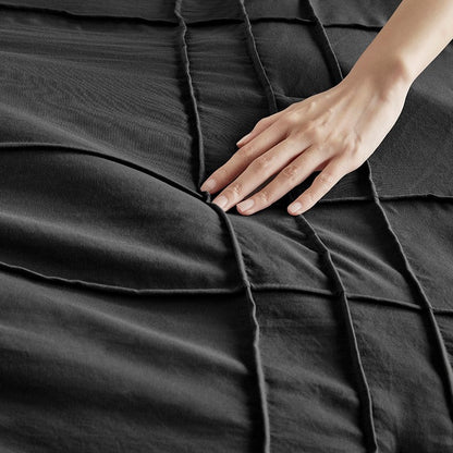 Walker Soft Washed Pleated Comforter Set - Black - Quahog Bay Bedding