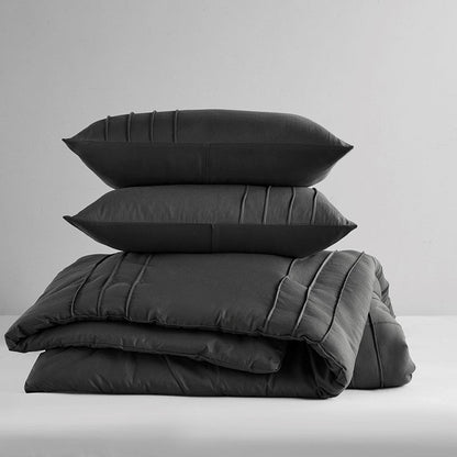 Walker Soft Washed Pleated Comforter Set - Black - Quahog Bay Bedding