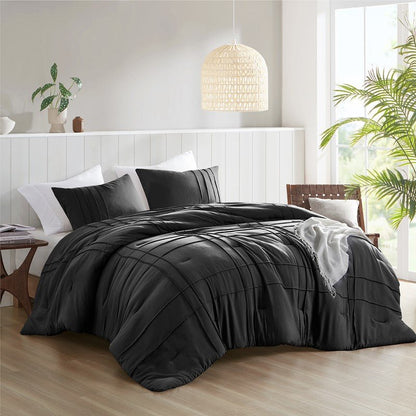 Walker Soft Washed Pleated Comforter Set - Black - Quahog Bay Bedding