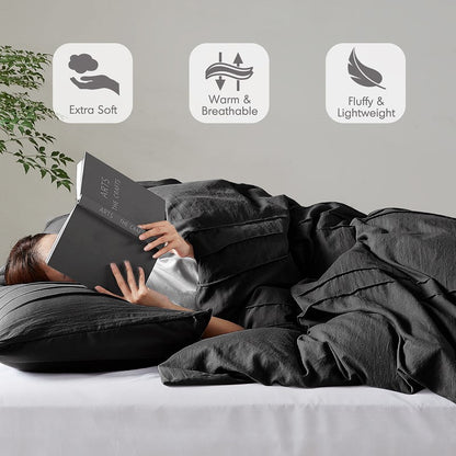 Walker Soft Washed Pleated Comforter Set - Black - Quahog Bay Bedding