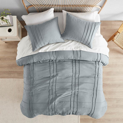 Walker Soft Washed Pleated Comforter Set - Blue/Grey - Quahog Bay Bedding