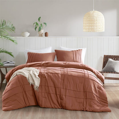 Walker Soft Washed Pleated Comforter Set - Clay - Quahog Bay Bedding