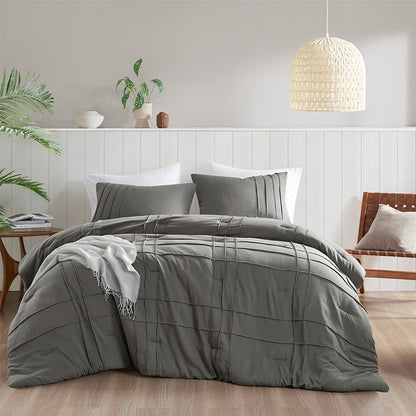 Walker Soft Washed Pleated Comforter Set - Grey - Quahog Bay Bedding