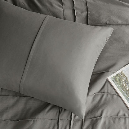 Walker Soft Washed Pleated Comforter Set - Grey - Quahog Bay Bedding