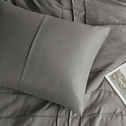 Walker Soft Washed Pleated Comforter Set - Grey - Quahog Bay Bedding