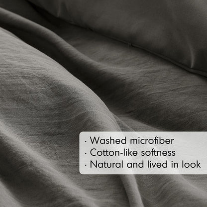 Walker Soft Washed Pleated Comforter Set - Grey - Quahog Bay Bedding