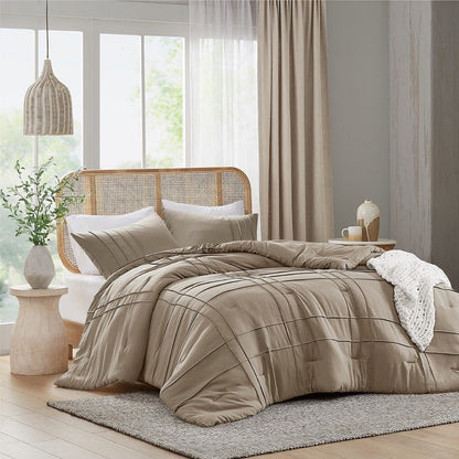 Walker Soft Washed Pleated Comforter Set - Khaki - Quahog Bay Bedding