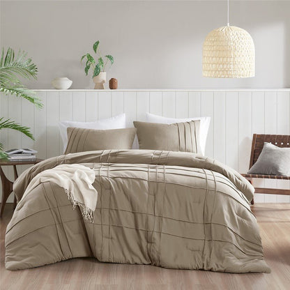 Walker Soft Washed Pleated Comforter Set - Khaki - Quahog Bay Bedding