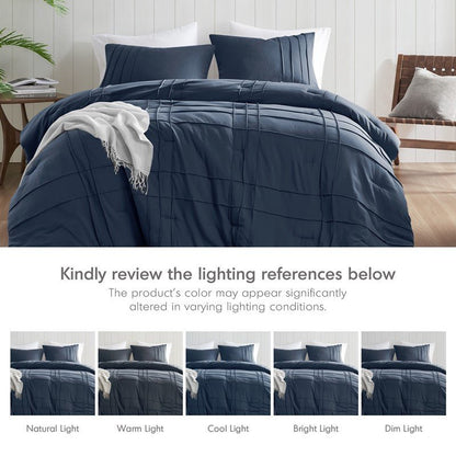 Walker Soft Washed Pleated Comforter Set - Navy Blue - Nautical Comforter Set - Quahog Bay Bedding