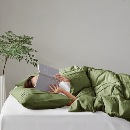 Walker Soft Washed Pleated Comforter Set - Olive Green - Quahog Bay Bedding